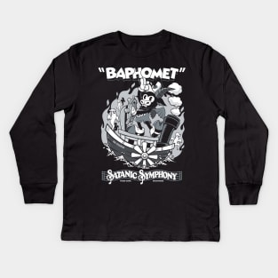 Vintage Cartoon Baphomet - Steamboat Baphy - Occult - Satanic Symphony Kids Long Sleeve T-Shirt